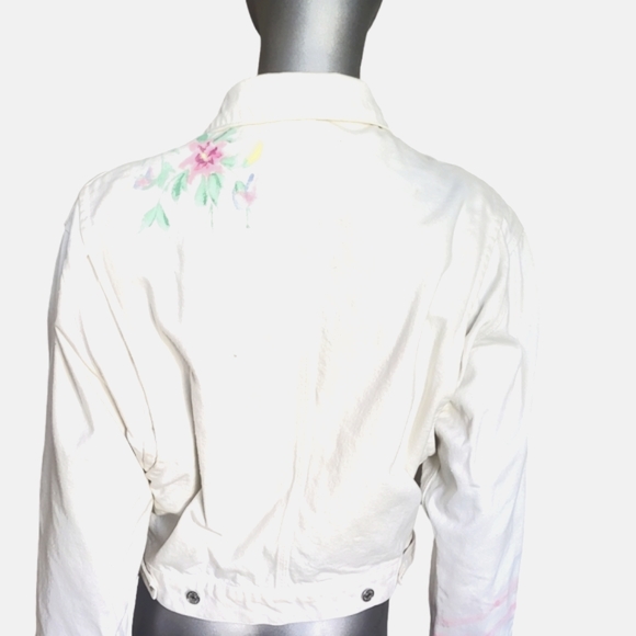 224B. Polo Ralph Lauren Painted White Denim Jean Jacket - Size Large - Picture 4 of 7